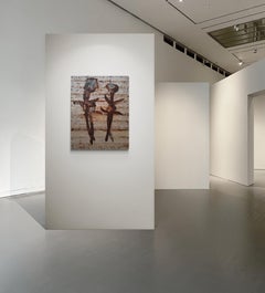 Composizione astratta figurativa in metallo arrugginito "Studio sul filo spinato danzante 1"