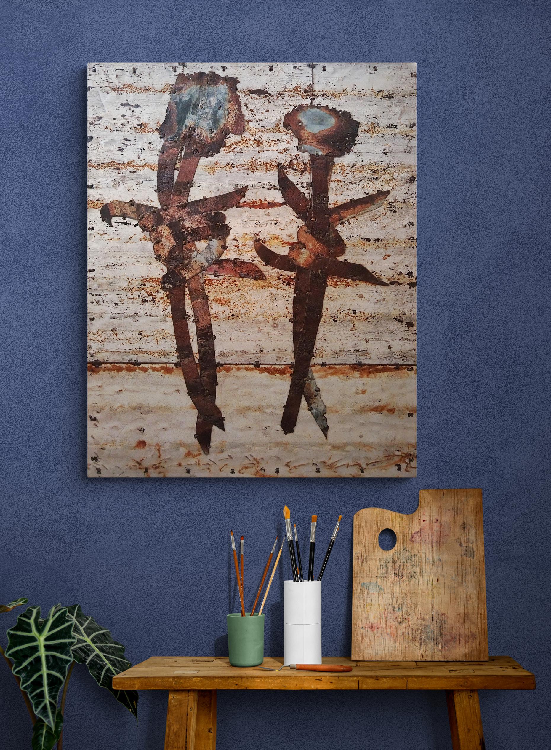 Abstract Figurative Rusted Metal Composition 