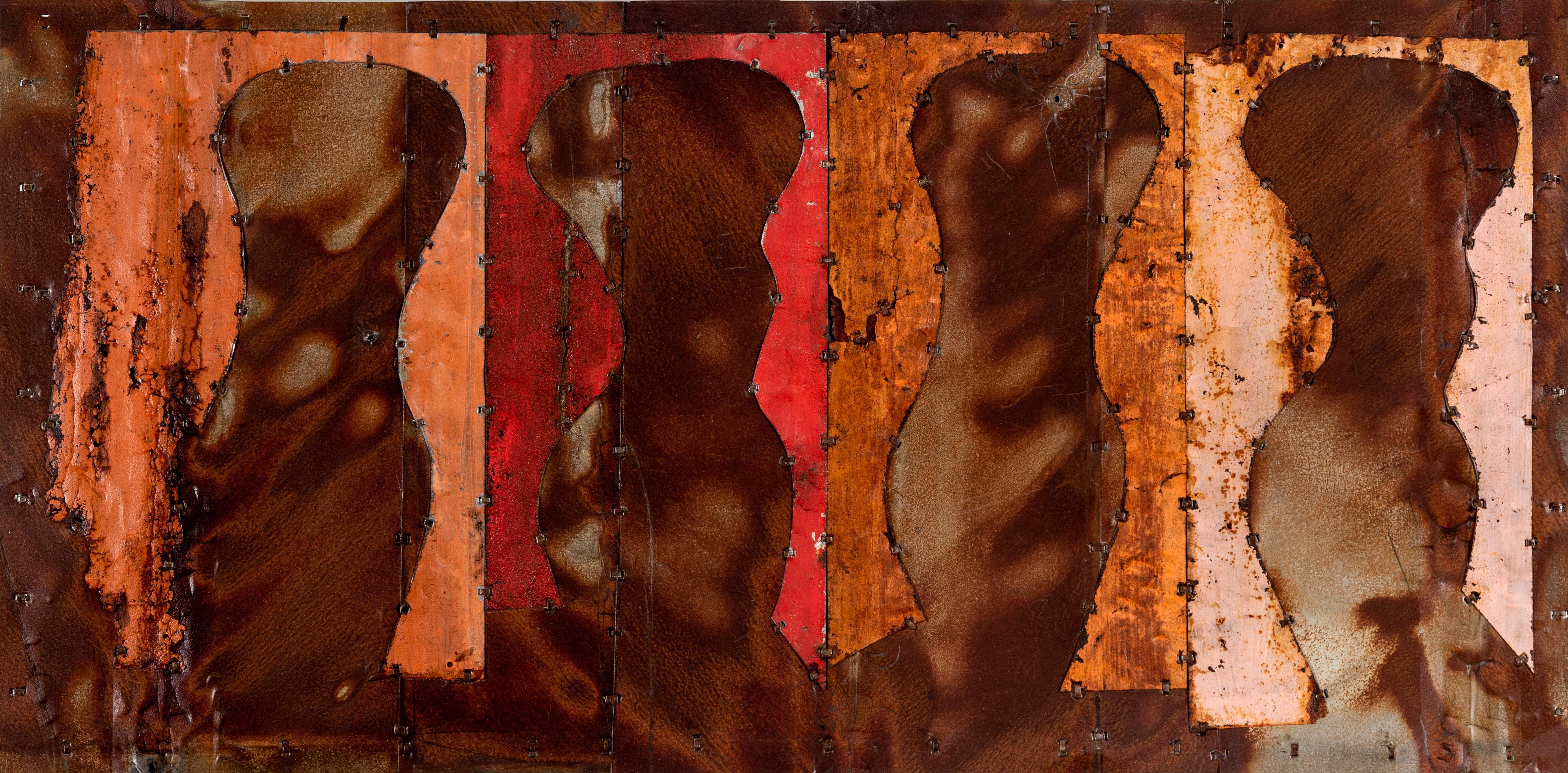 Große abstrakte Metallkomposition „Four Torsos: Studie 4“