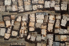 Large Abstract Rusted Metal Composition "Aerial View of Shacks: Study 1"