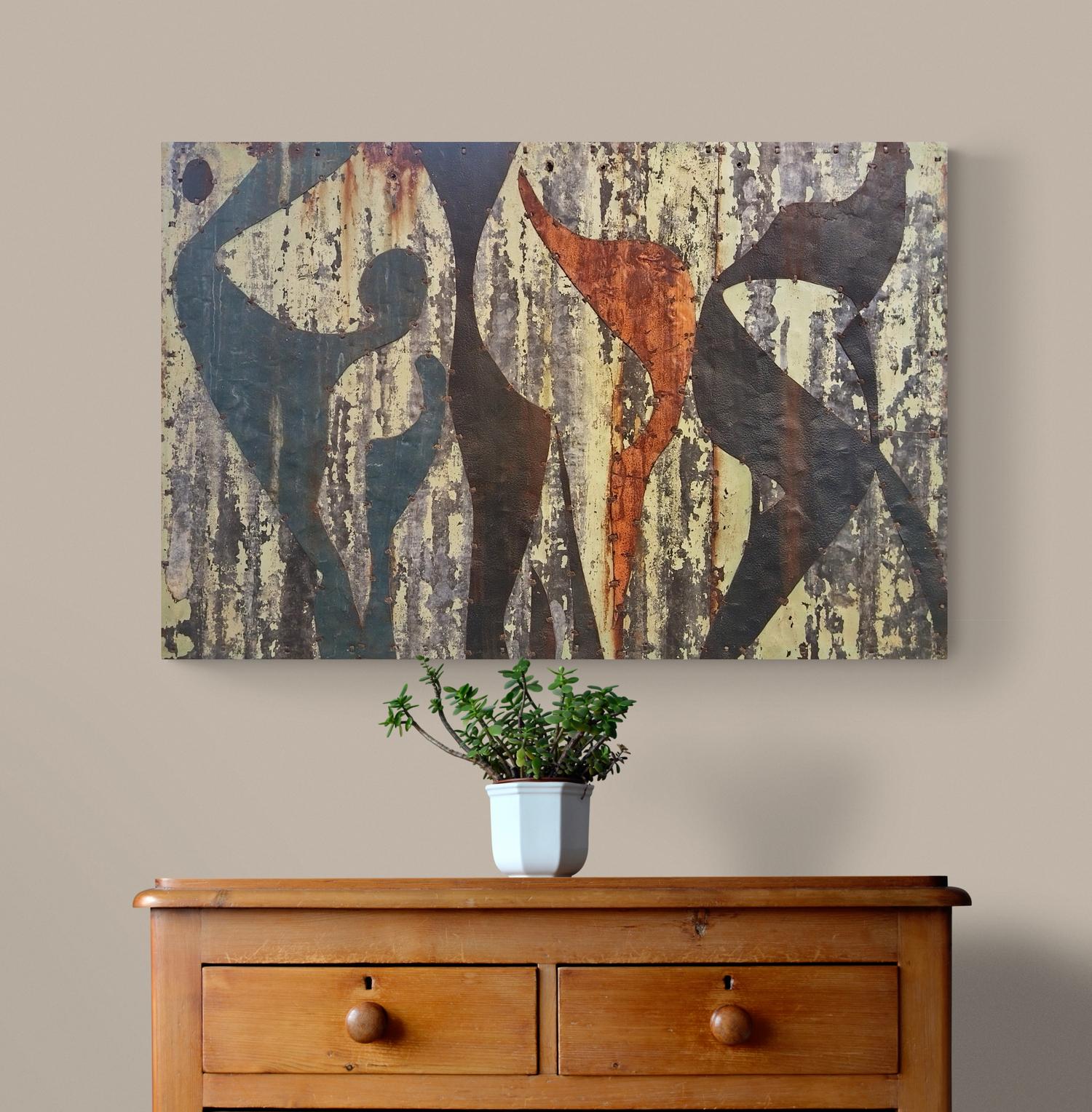 Large Abstract Rusted Metal Composition 