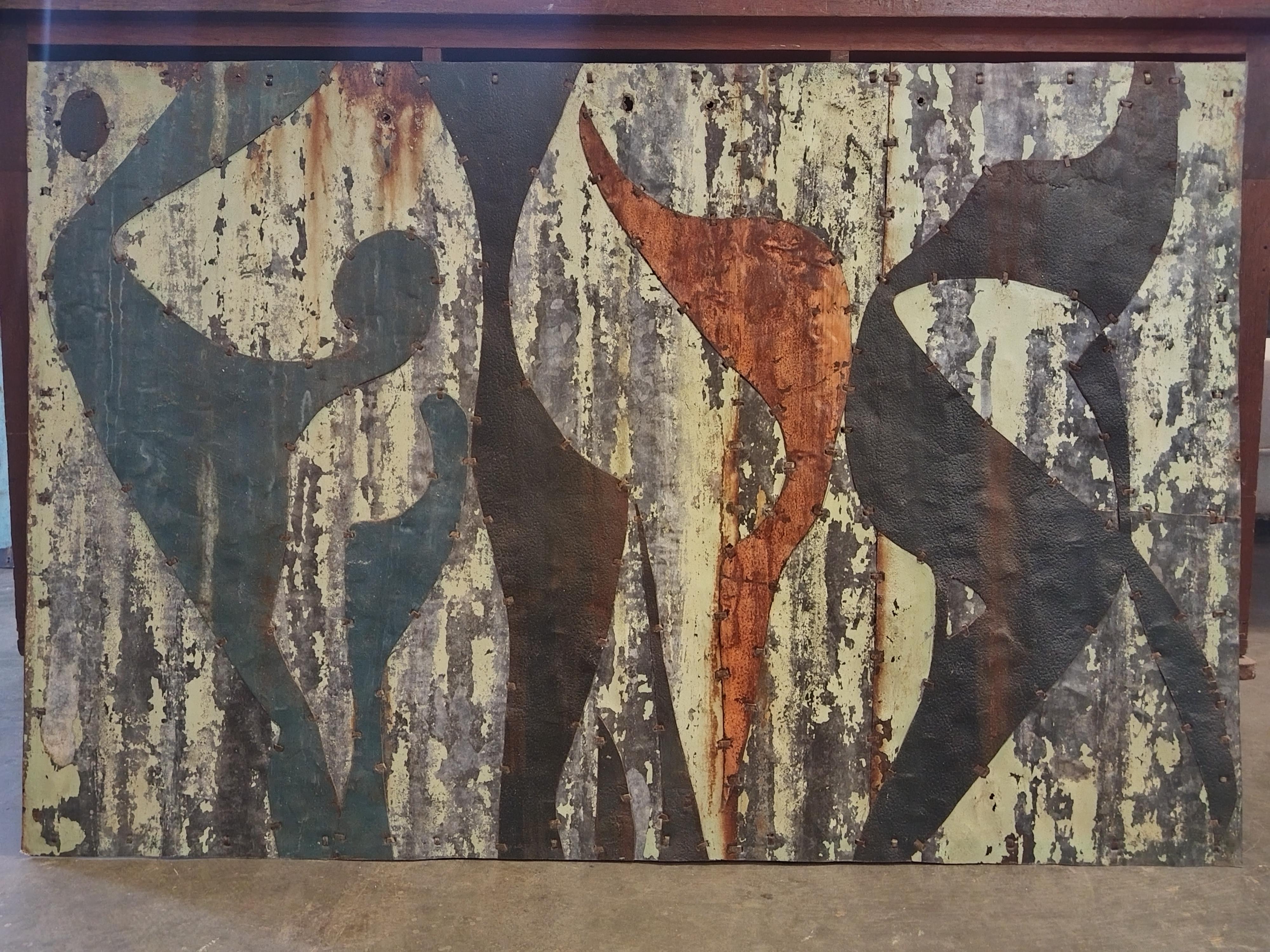 Large Abstract Rusted Metal Composition 