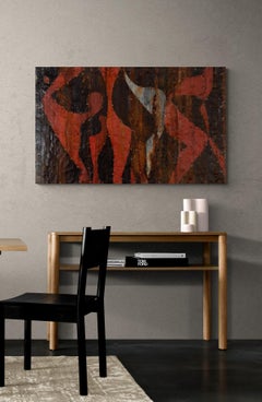 Large Abstract Rusted Metal Composition "Red Matisse Study"