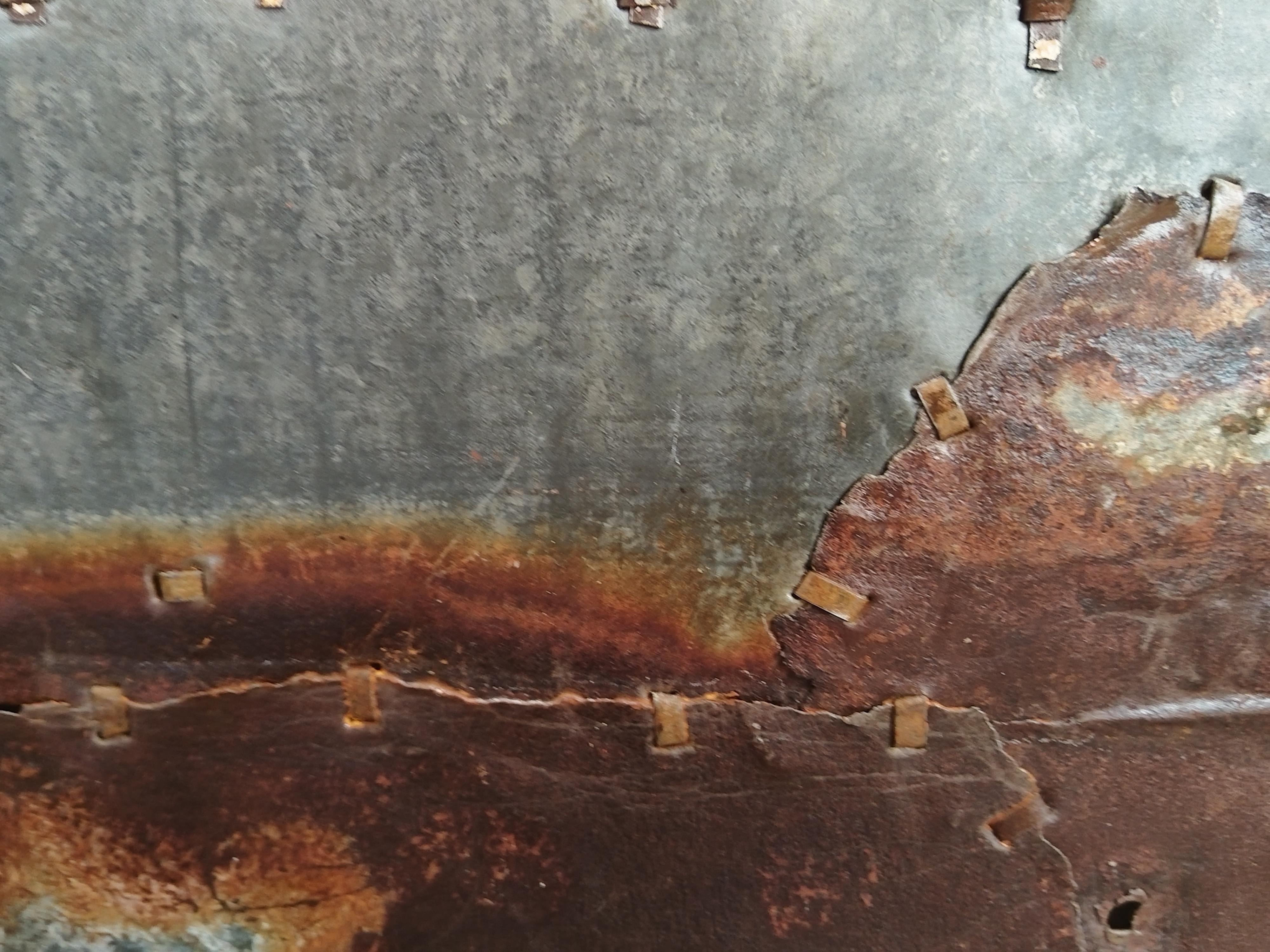 Large Red and Brown Abstract Rusted Metal Composition 
