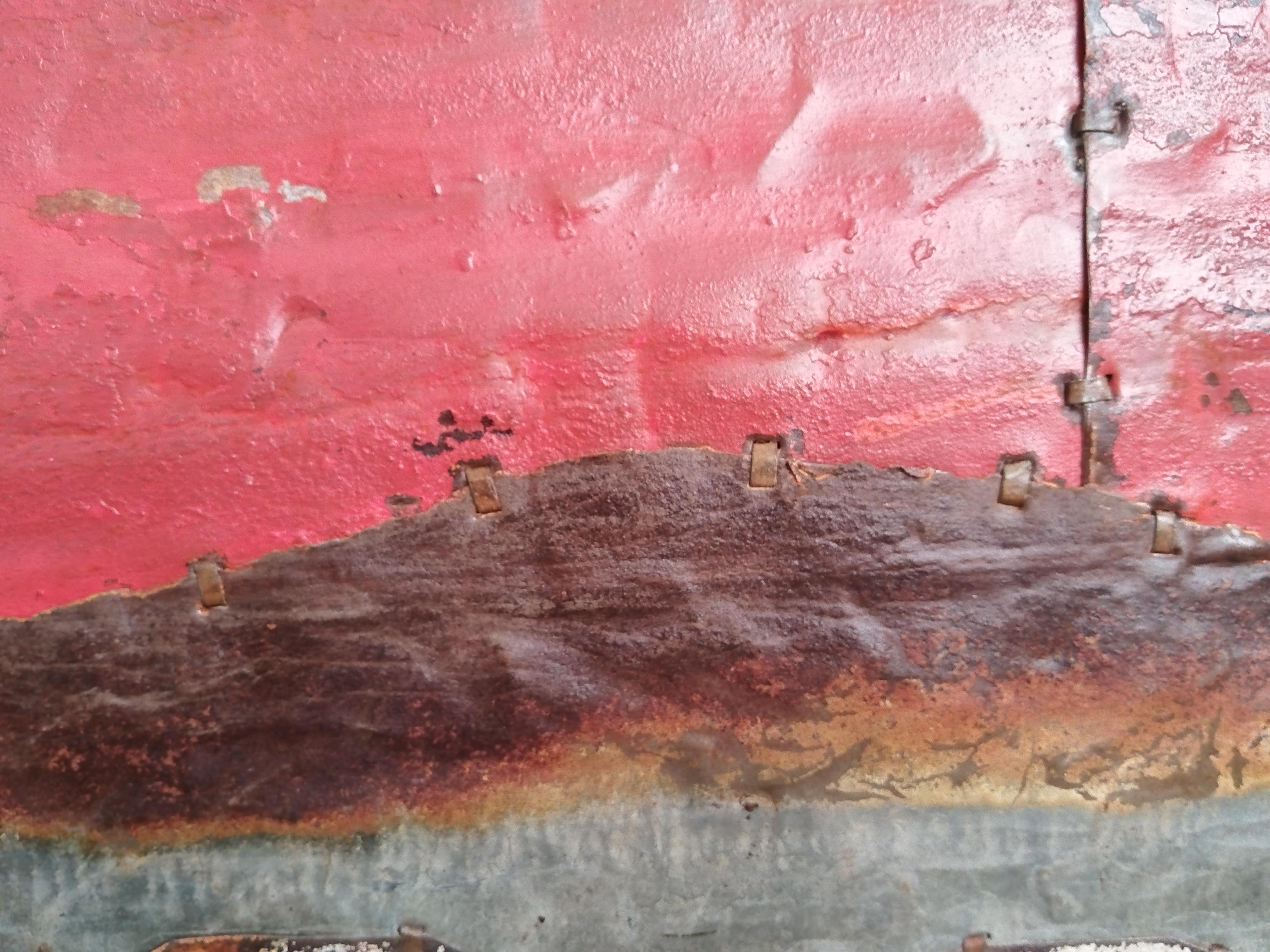 Large Red and Brown Abstract Rusted Metal Composition 