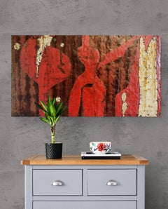 Grande composizione astratta in metallo arrugginito, nei toni del rosso e del marrone, "Matisse 2 - Studio 2"