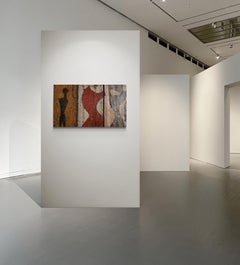 Composición de metal oxidado africano rojo y naranja "Figuras abstractas 1"