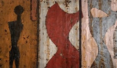 Red and Orange African Rusted Metal Composition "Abstract Figures 1"