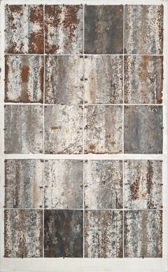Composition unique en métal rouillé « Window on the Wall »
