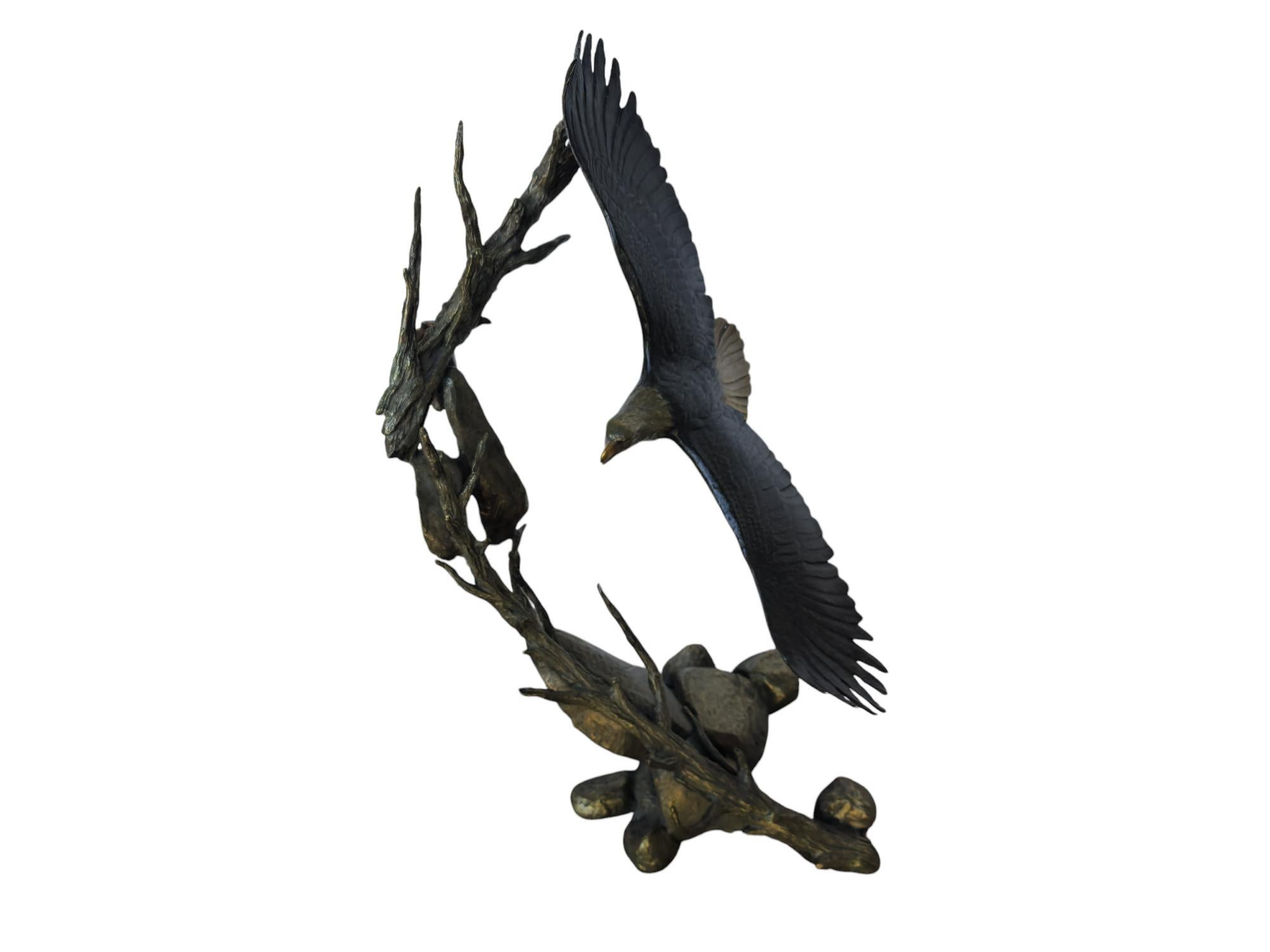 Eagle in Flight - Gold Still-Life Sculpture by Mark Hopkins