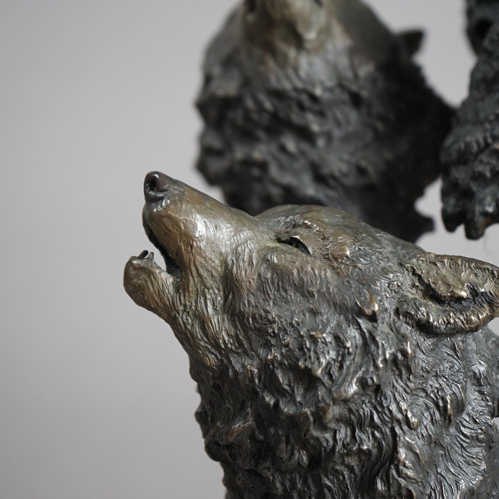 Mark Hopkins Bronze Figural Wolves Sculpture, 