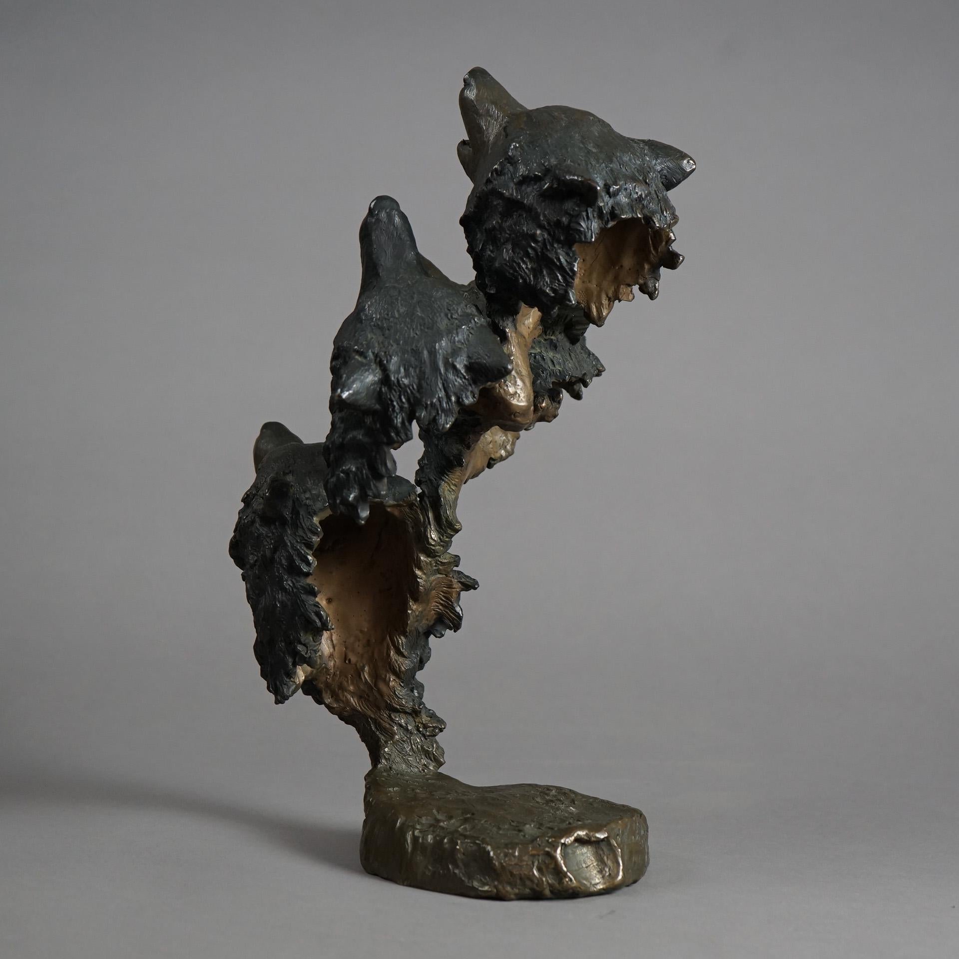 20th Century Mark Hopkins Bronze Figural Wolves Sculpture, 