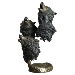 Mark Hopkins Bronze Figural Wolves Sculpture, "Natural Harmony", 20th C
