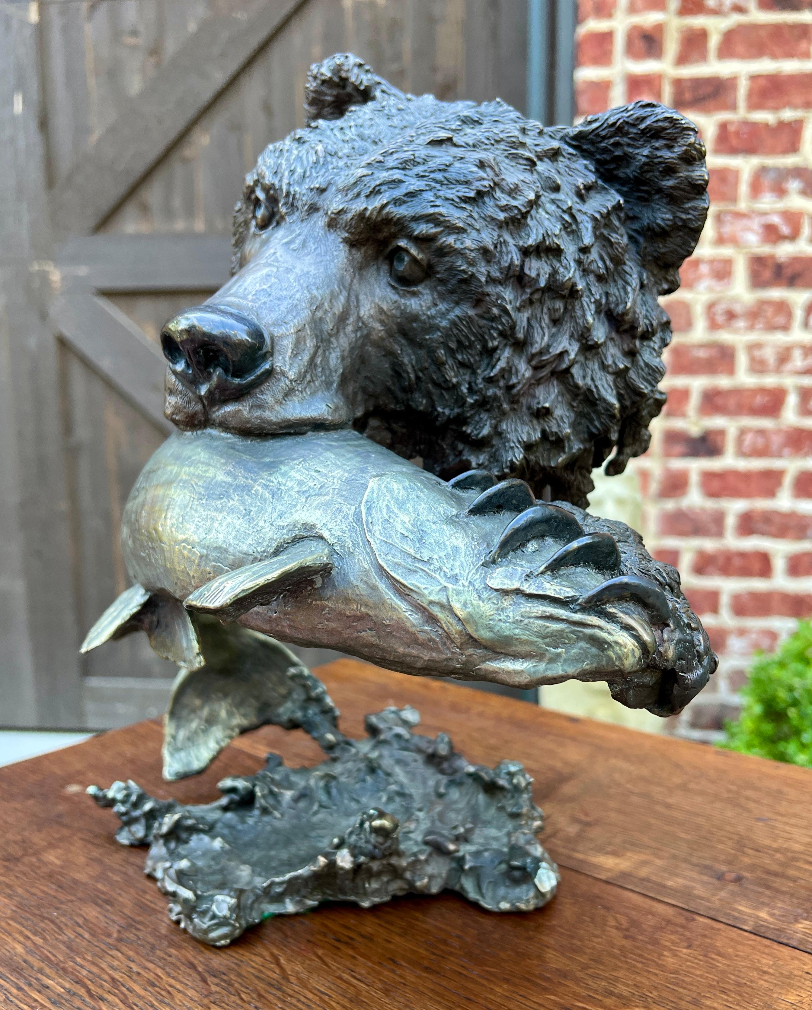 Mark Hopkins Bronze Fishing Grizzly Bear Rainbow Trout #98/450 Sculpture 3