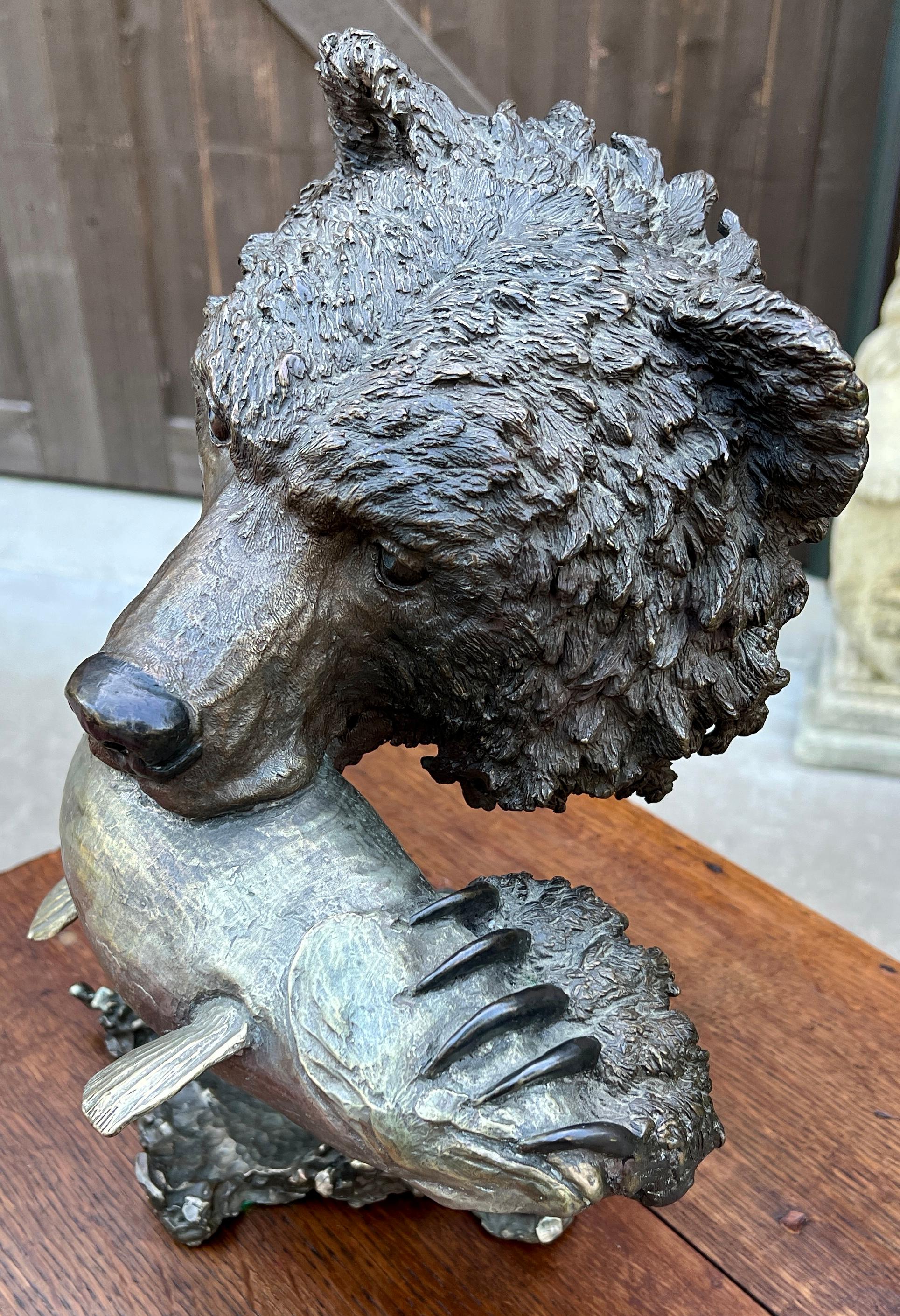 Mark Hopkins Bronze Fishing Grizzly Bear Rainbow Trout #98/450 Sculpture 4