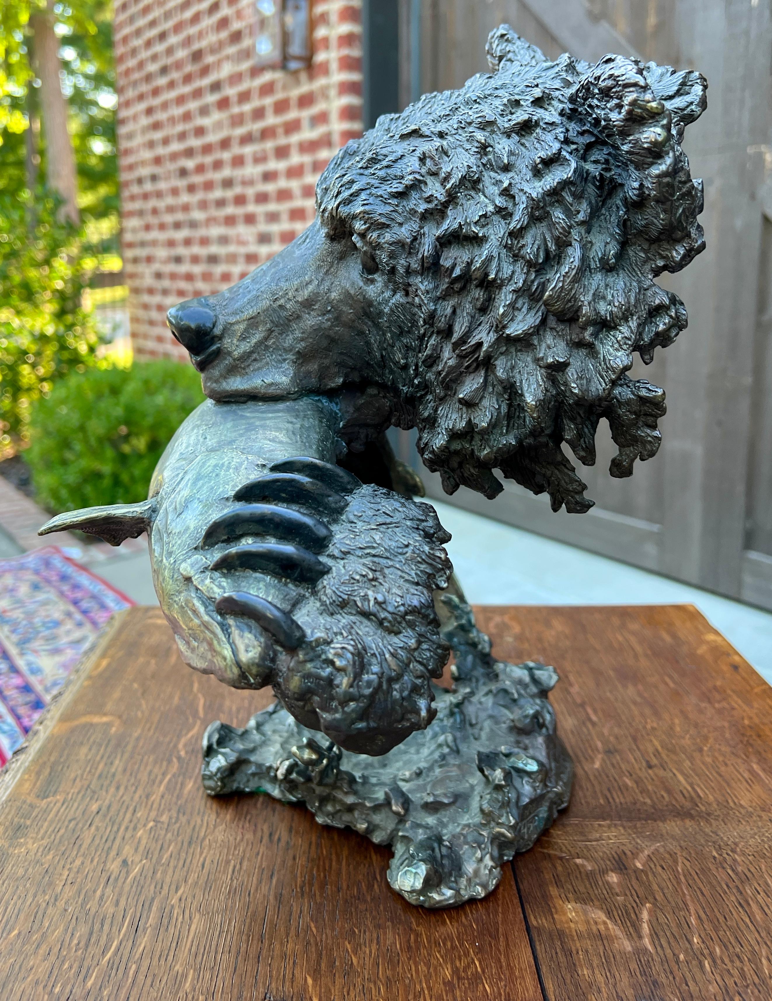 Mark Hopkins Bronze Fishing Grizzly Bear Rainbow Trout #98/450 Sculpture 5