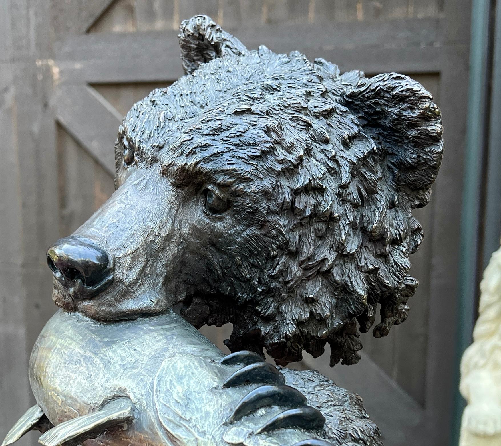 Mark Hopkins Bronze Fishing Grizzly Bear Rainbow Trout #98/450 Sculpture 8