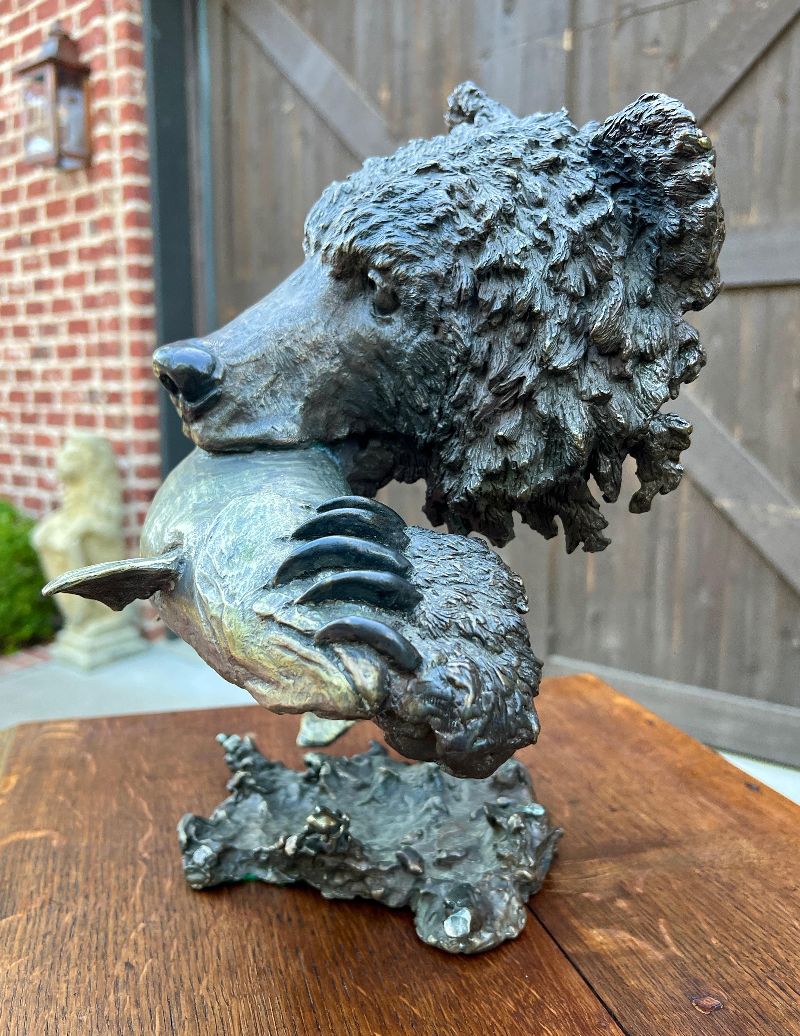 Mark Hopkins Bronze Fishing Grizzly Bear Rainbow Trout #98/450 Sculpture 9