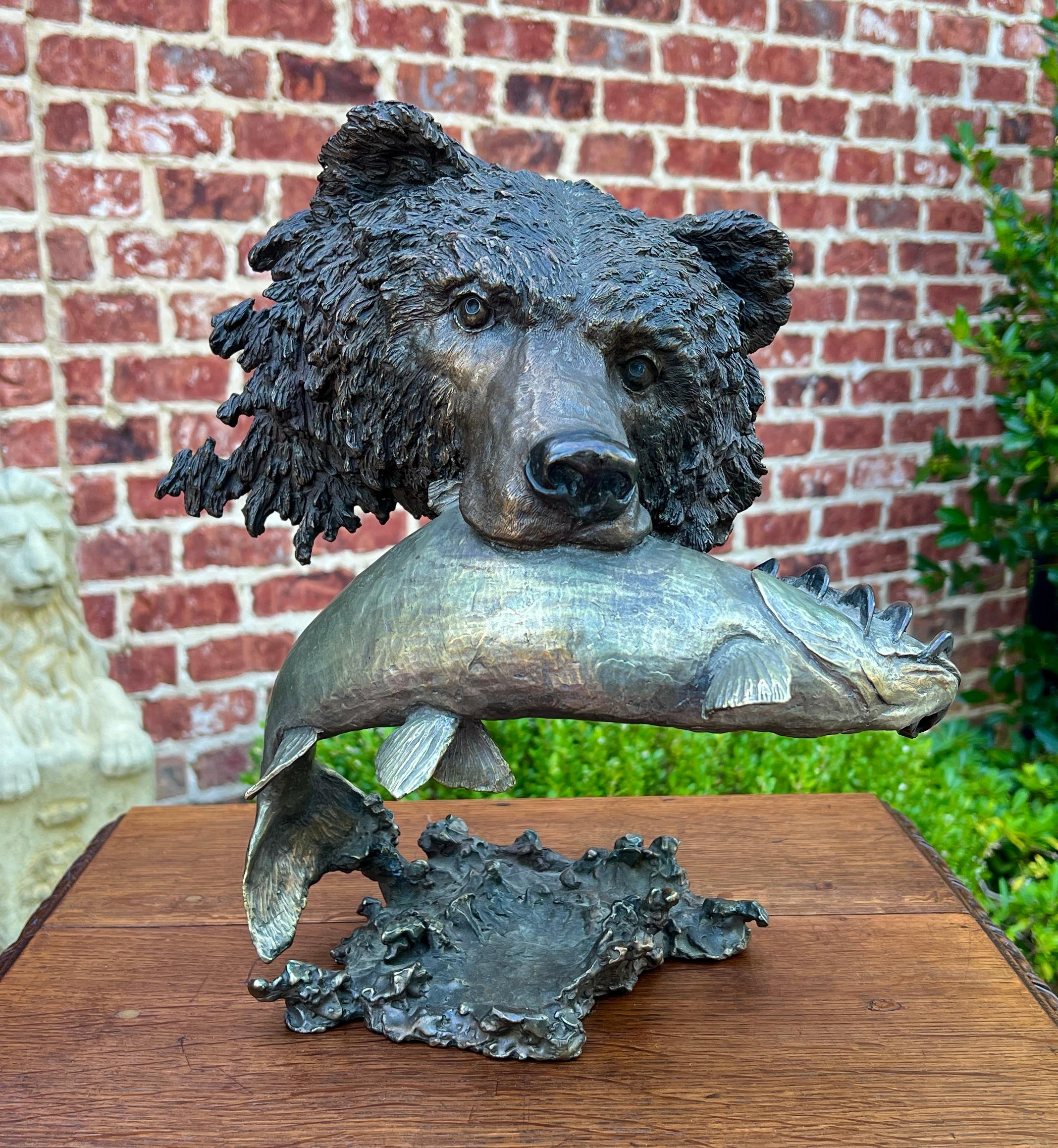 Mark Hopkins Bronze Fishing Grizzly Bear Rainbow Trout #98/450 Sculpture 10