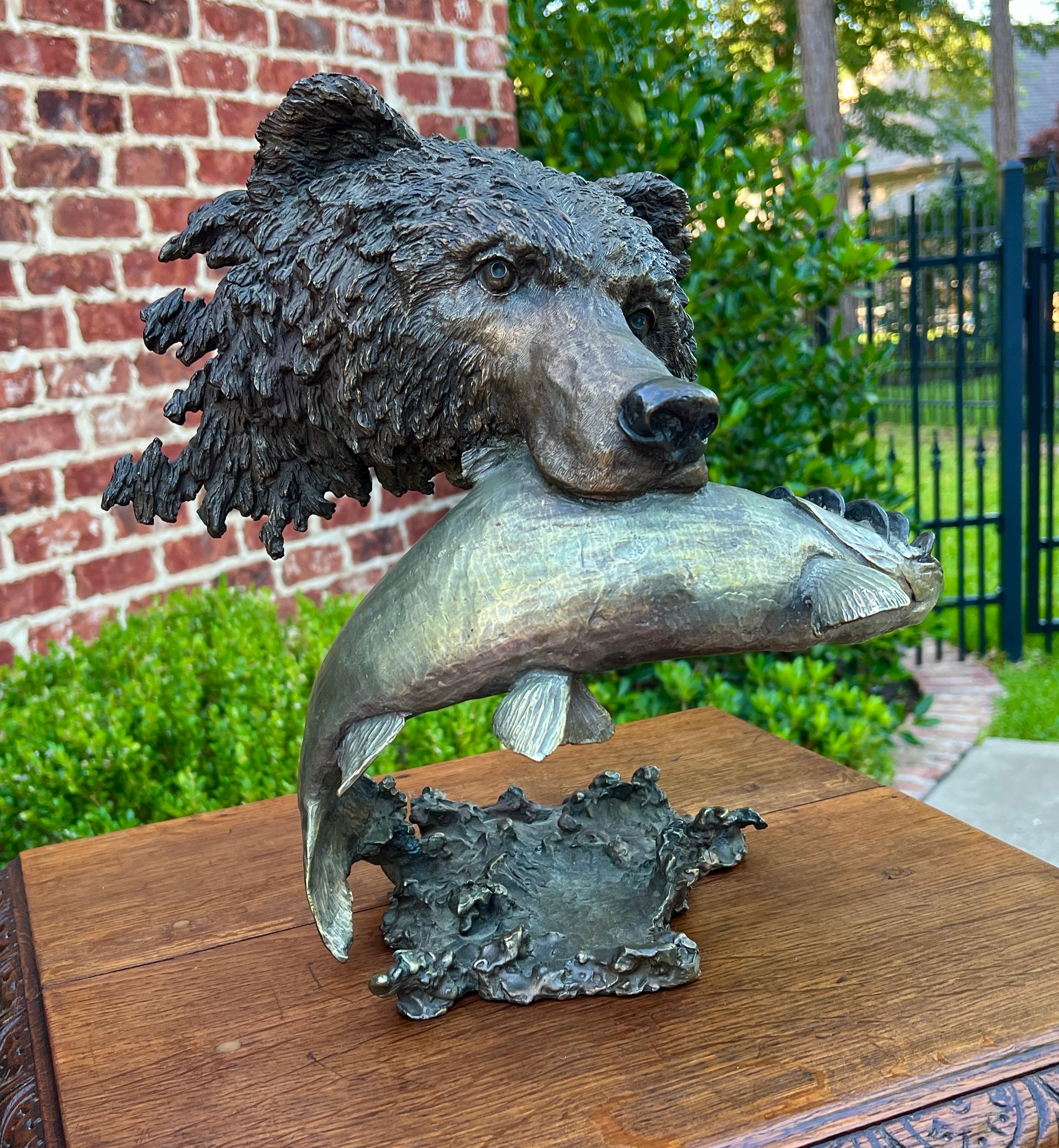 Mark Hopkins Bronze Fishing Grizzly Bear Rainbow Trout #98/450 Sculpture 11