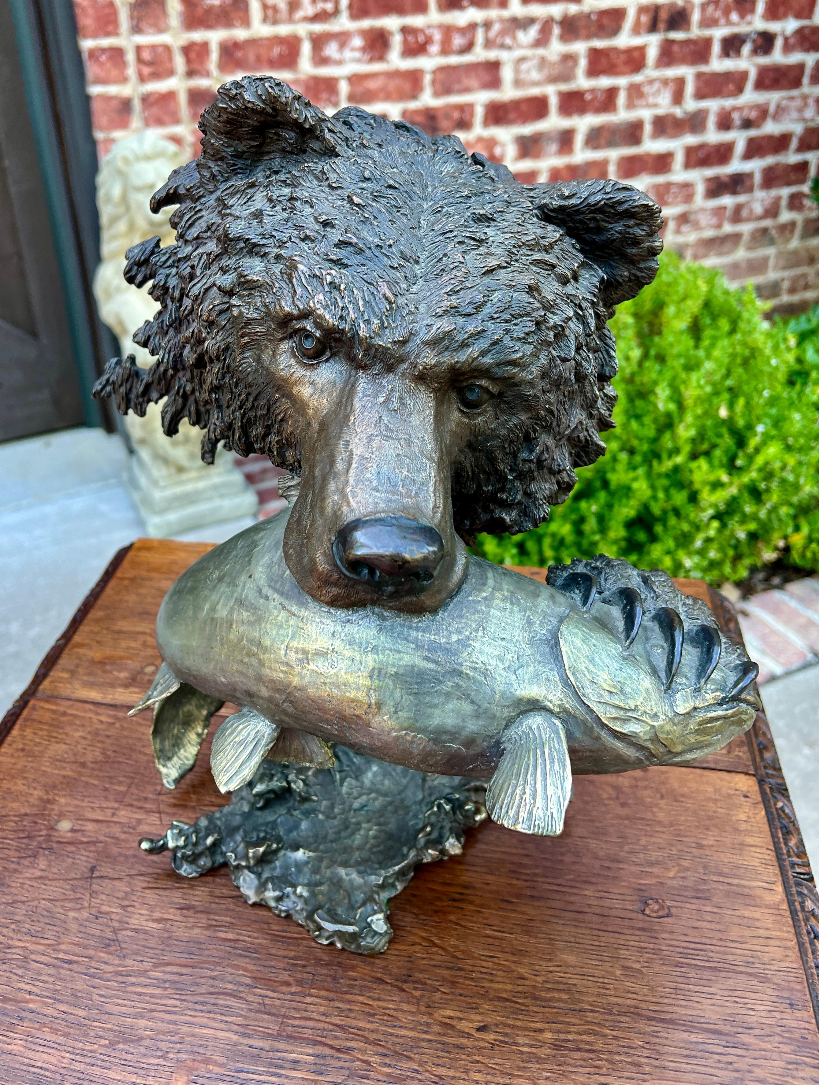Mark Hopkins Bronze Fishing Grizzly Bear Rainbow Trout #98/450 Sculpture 12