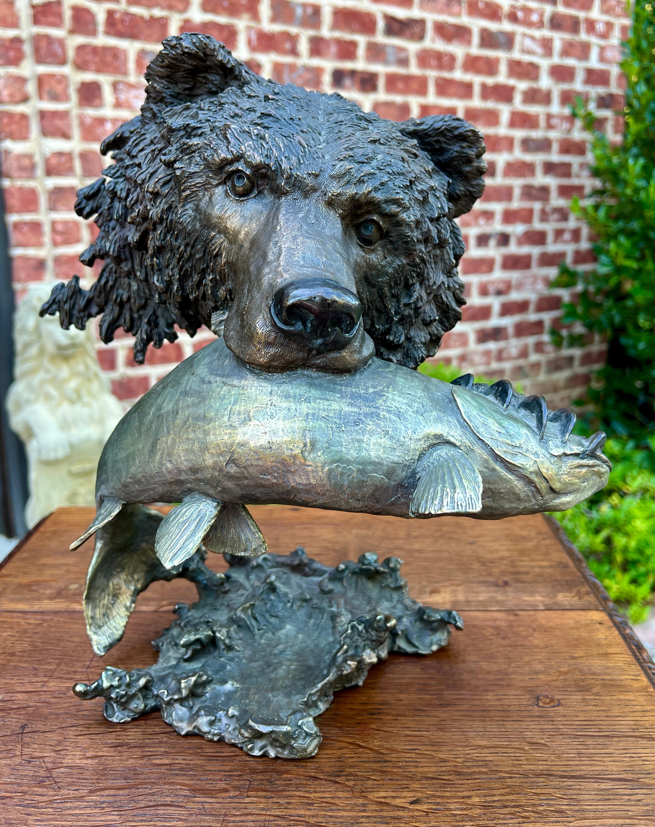 American Mark Hopkins Bronze Fishing Grizzly Bear Rainbow Trout #98/450 Sculpture