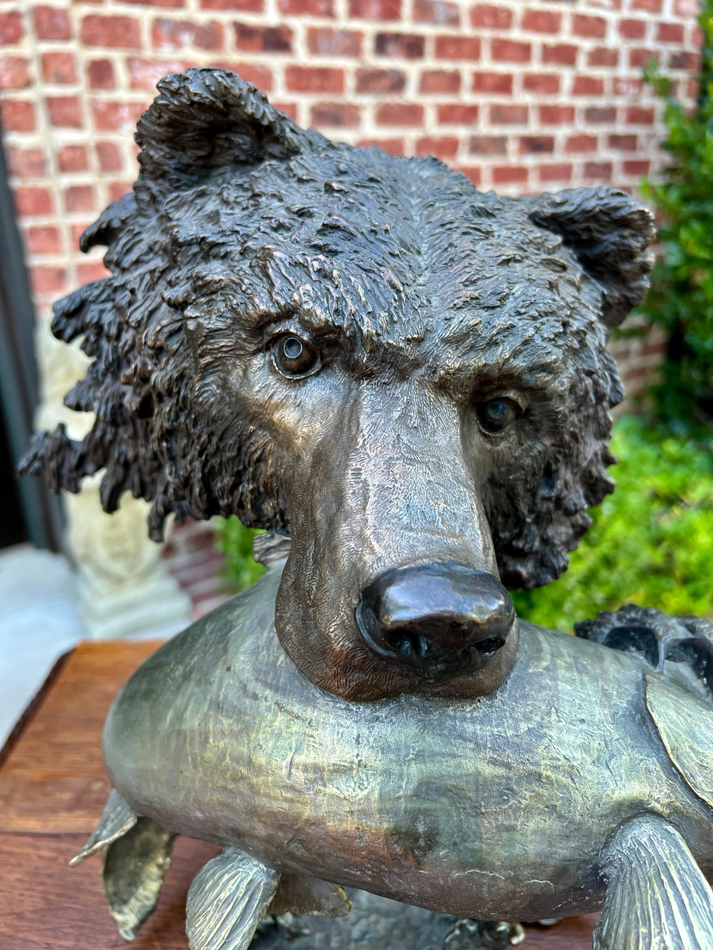 Late 20th Century Mark Hopkins Bronze Fishing Grizzly Bear Rainbow Trout #98/450 Sculpture