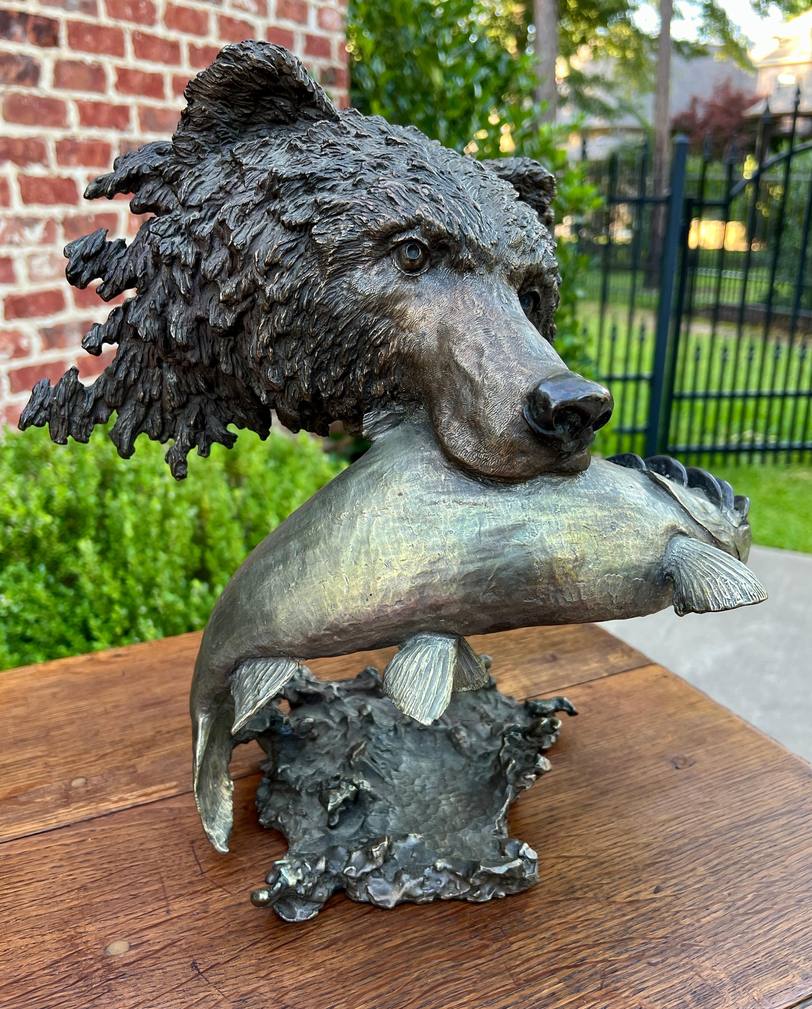 Mark Hopkins Bronze Fishing Grizzly Bear Rainbow Trout #98/450 Sculpture 1