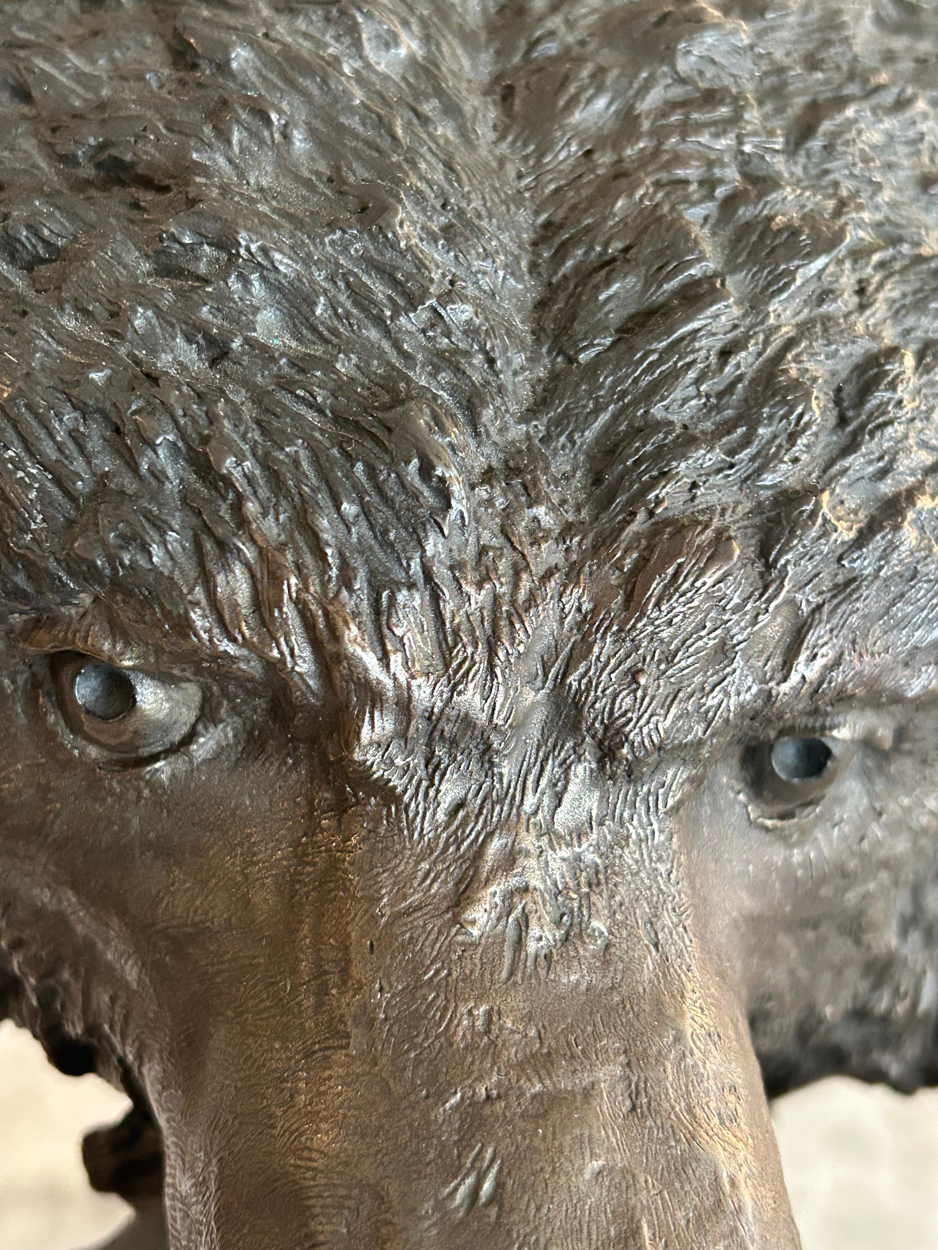 Late 20th Century Mark Hopkins, bronze titled “Fishing Grizzly”.grizzly bear with rainbow trout