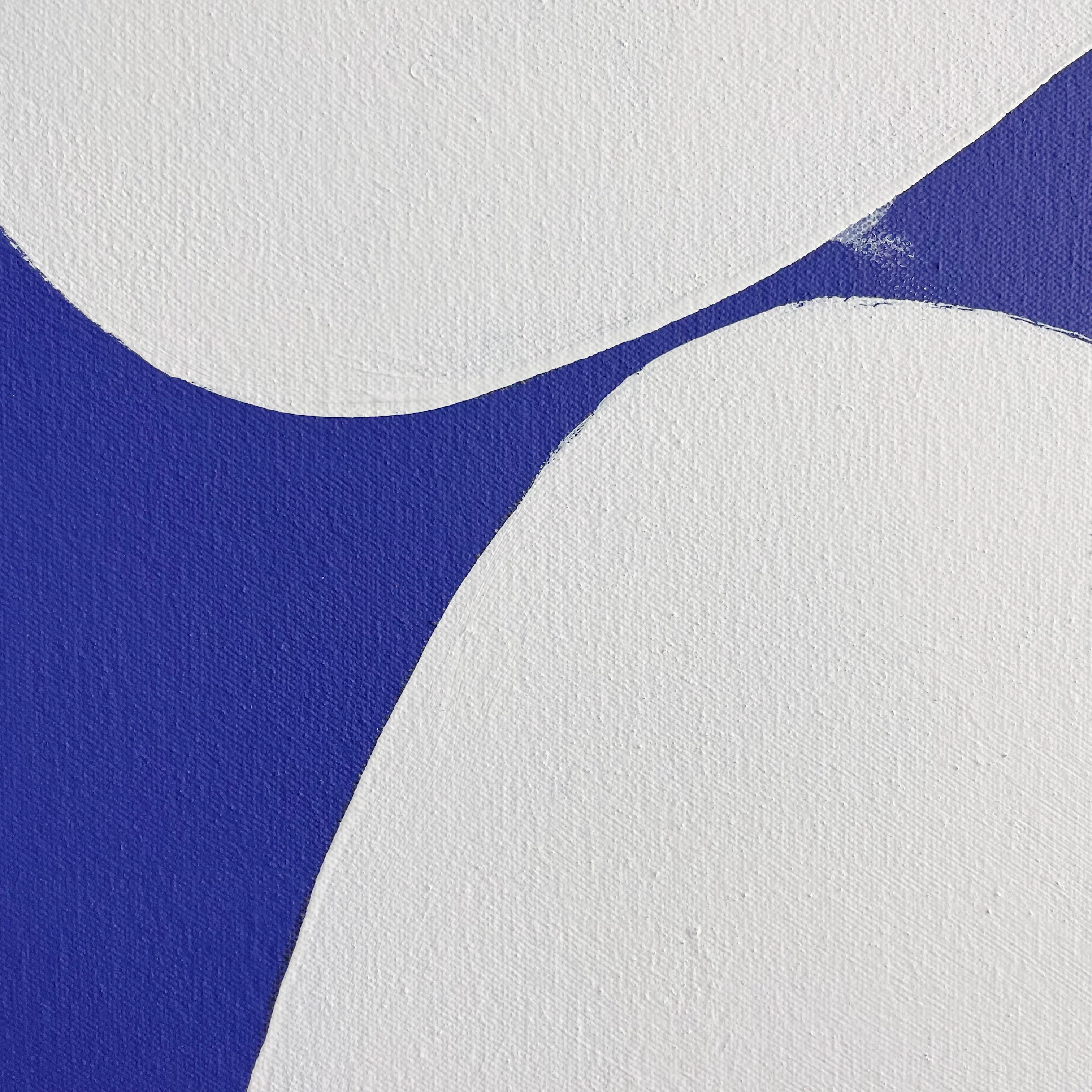 Mark Humphrey Original Blaue und weiße Kreise Acryl auf Leinwand (Handbemalt)