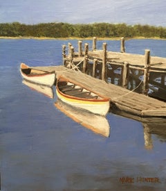 A Bright Day on the Mystic, Painting, Oil on MDF Panel