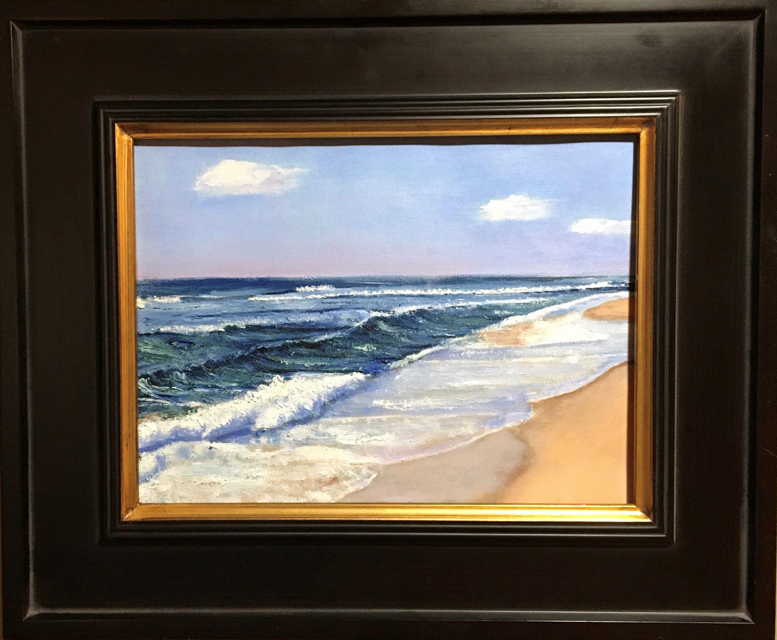 Étude de plage, peinture, huile sur toile - Réalisme Painting par Mark Hunter