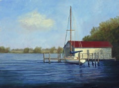 Boathouse on the Wyer River, Painting, Oil on Canvas