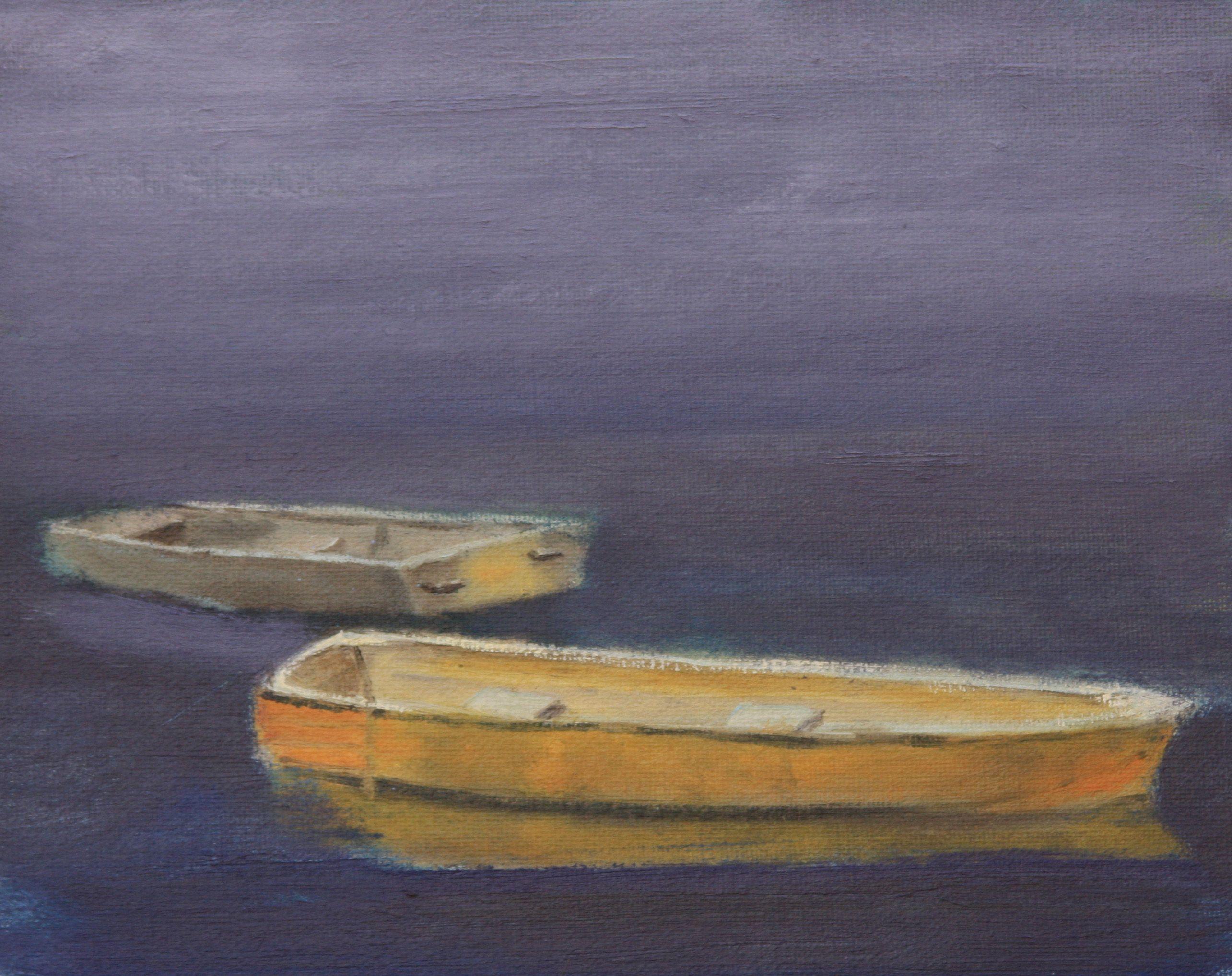 Barcos de remos del lago Cedar, Pintura, Óleo sobre otro - Painting de Mark Hunter