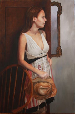 Girl with Straw Hat, Painting, Oil on Canvas