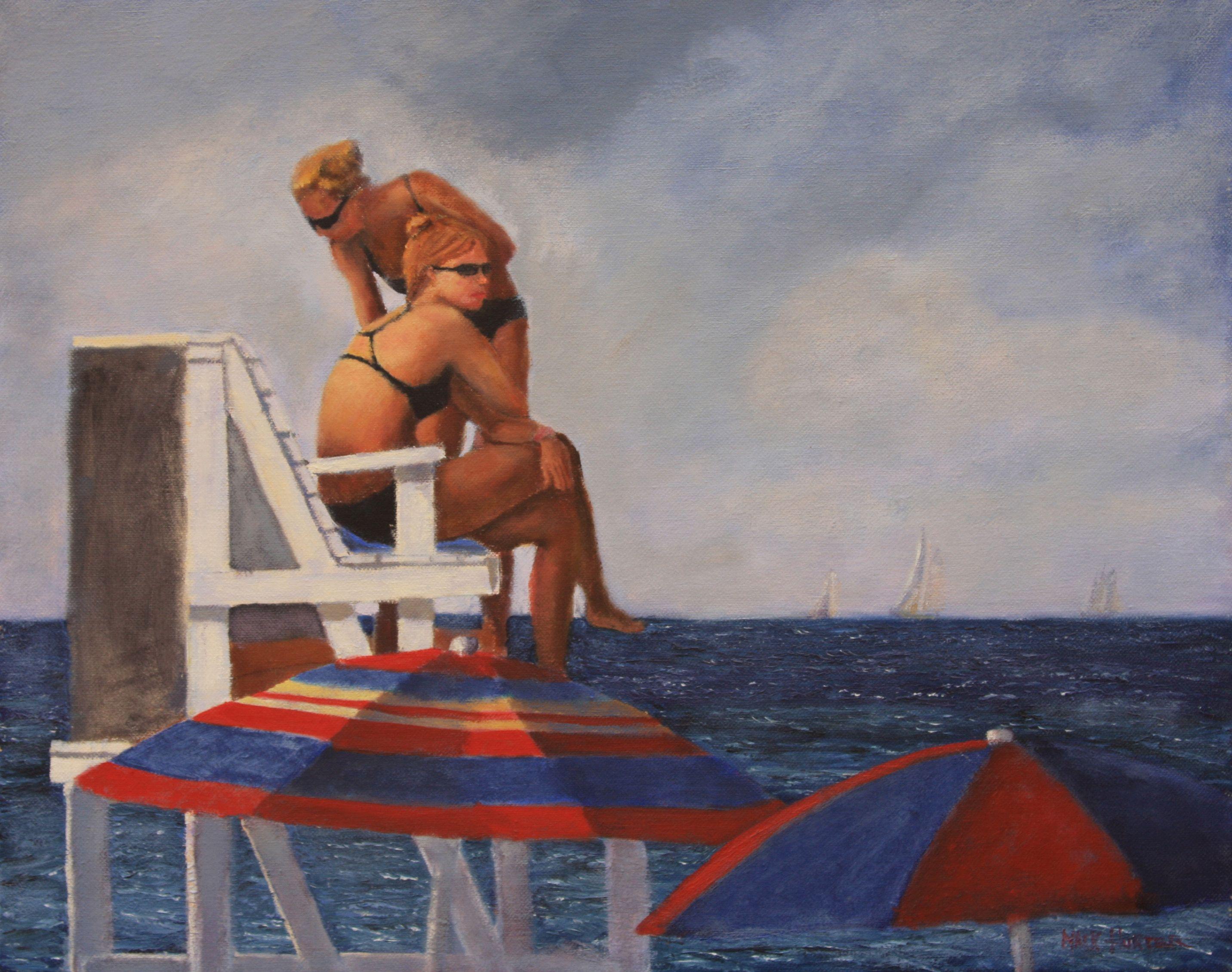 Guardiani, Pittura, Olio su tela - Painting di Mark Hunter