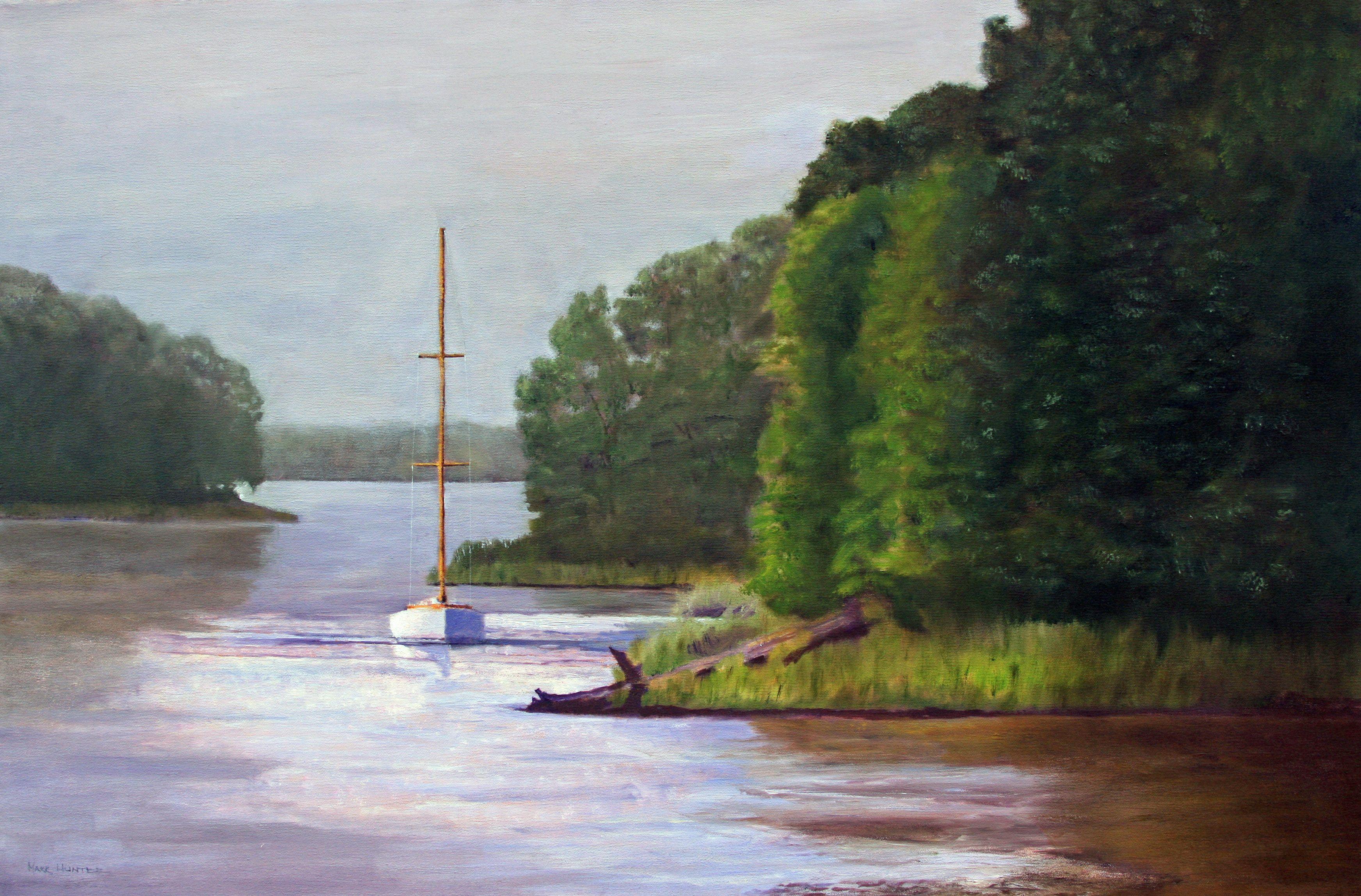 A favorite anchorage of mine off the Wye River on the Eastern Shore of the Chesapeake Bay. :: Painting :: Realism :: This piece comes with an official certificate of authenticity signed by the artist :: Ready to Hang: No :: Signed: Yes :: Signature