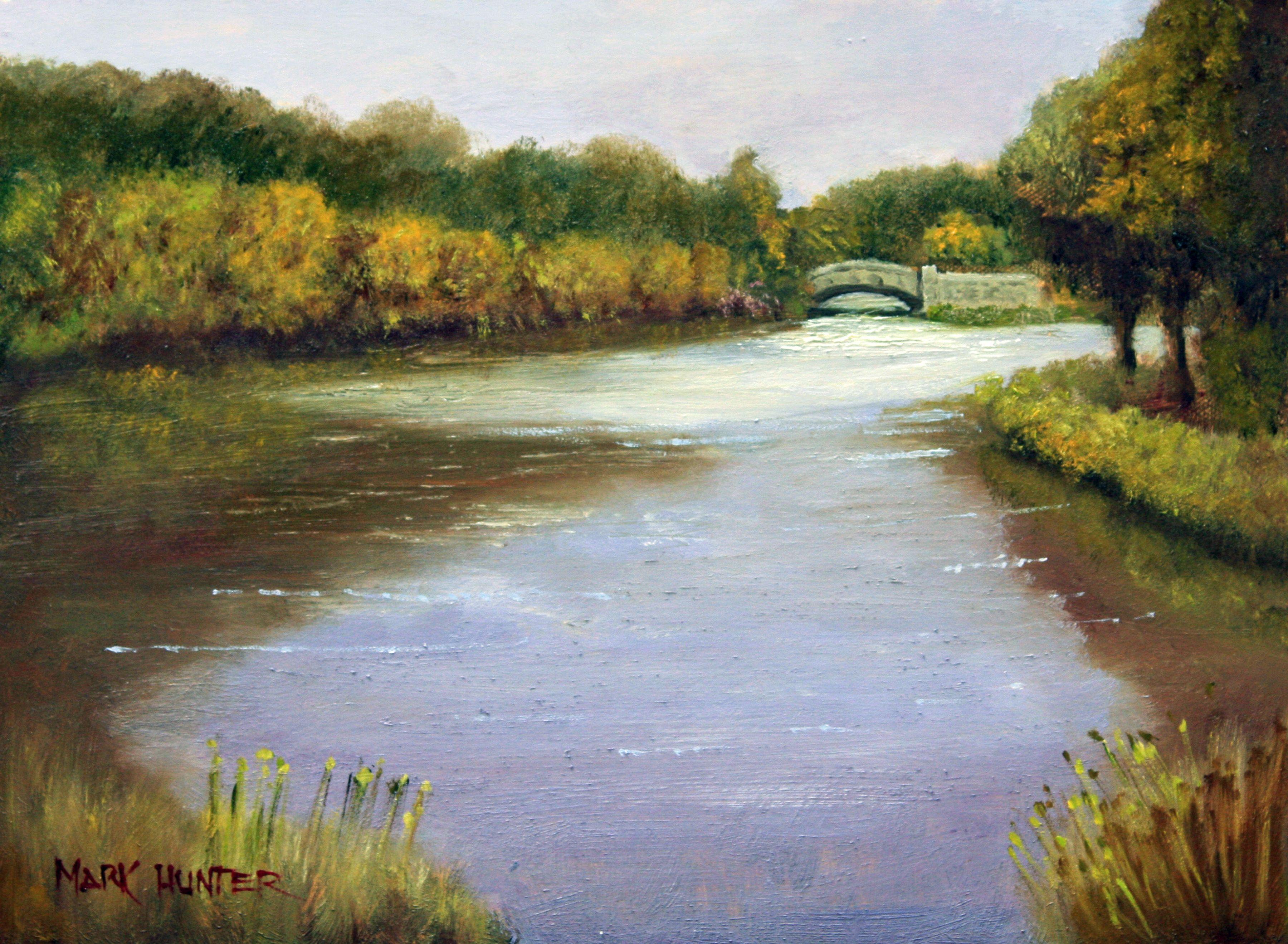 Lago en Verona Park en Plein Air, Pintura, Óleo sobre panel MDF - Painting de Mark Hunter