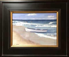 Peinture, huile sur toile, bateau de sauvetage pour sauvetage de la vie