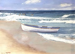 Life Guard Rescue Boat, Painting, Oil on Canvas