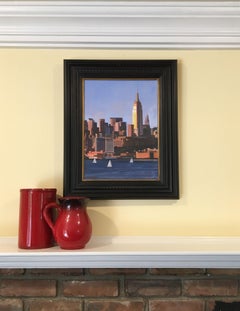 Tramonto a Manhattan, Pittura, Olio su pannello di Wood