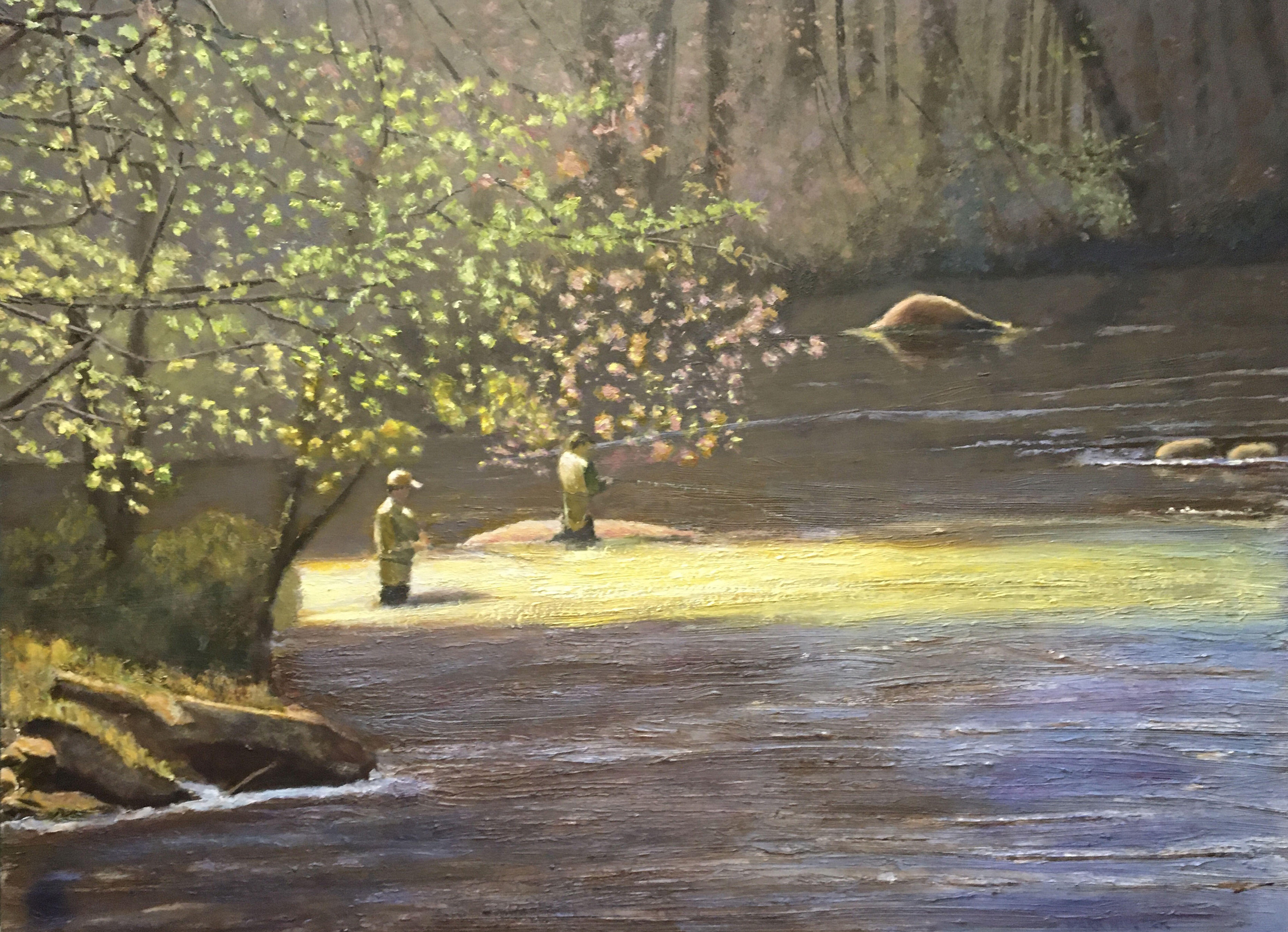 Giorno di apertura, Pittura, Olio su pannello MDF - Painting di Mark Hunter