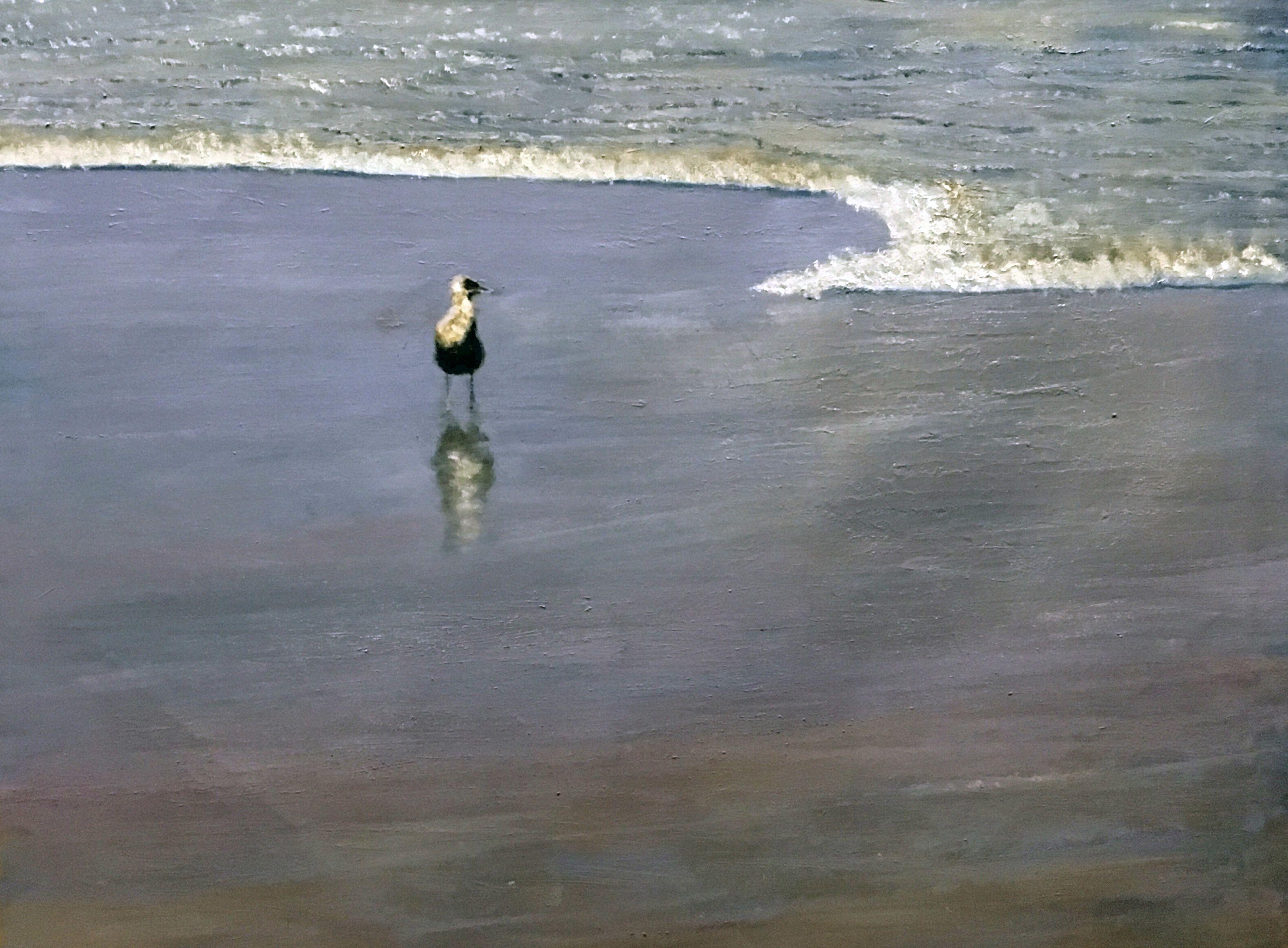 L'uccello solitario canta ancora, Pittura, Olio su tela - Painting di Mark Hunter