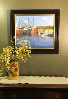 Barche a smerlo del villaggio vichingo, Pittura, Olio su tela