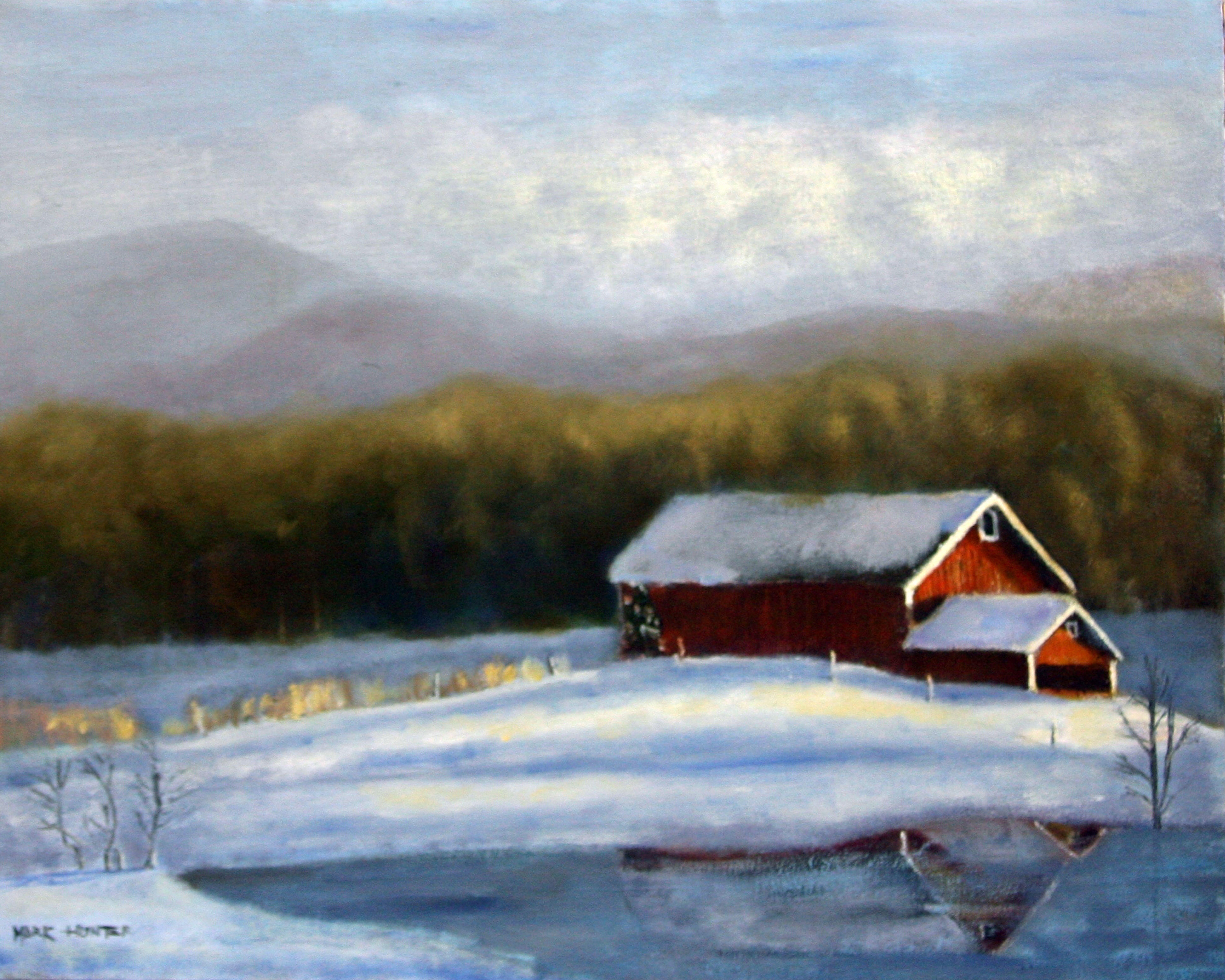 Winterter Teich, Gemälde, Öl auf Leinwand