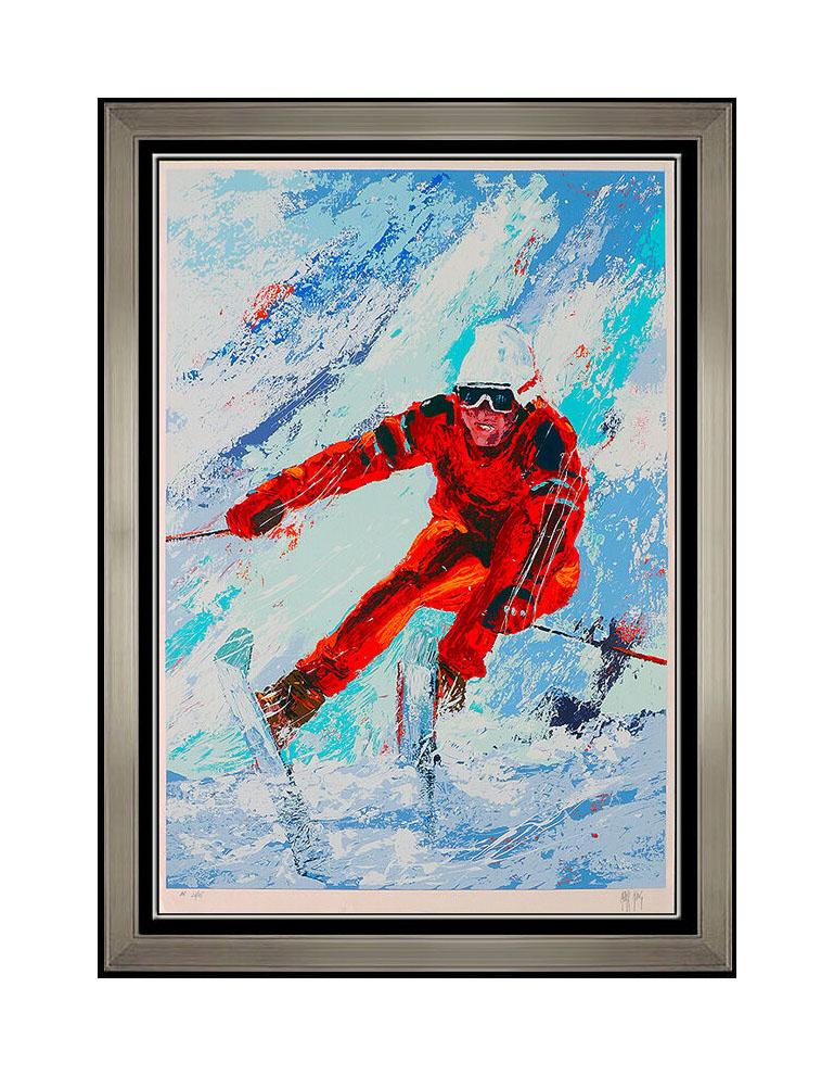 Mark King Large Color Serigraph Downhill Snow Skiing Original Signed Artwork SBO - Print by Kaplan, Mark