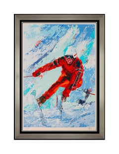 Mark King Large Color Serigraph Downhill Snow Skiing Original Signed Artwork SBO