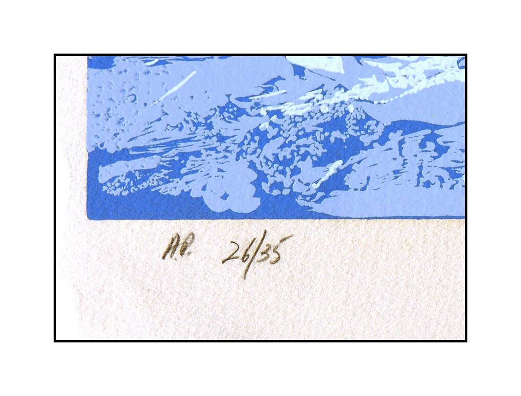Mark King Large Color Serigraph Downhill Snow Skiing Original Signed Artwork SBO - Gray Landscape Print by Kaplan, Mark