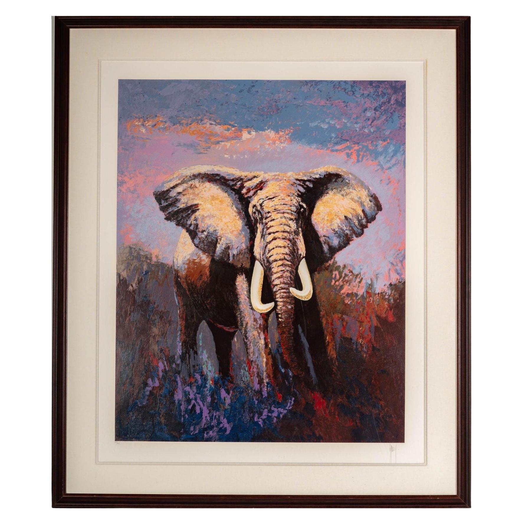 Mark King (1931–2014) Serigraph – "Lone Tusker, 1991" U.S.A. For Sale