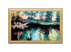 Mark King Large Original Oil Painting On Canvas Floral Landscape Signed Artwork